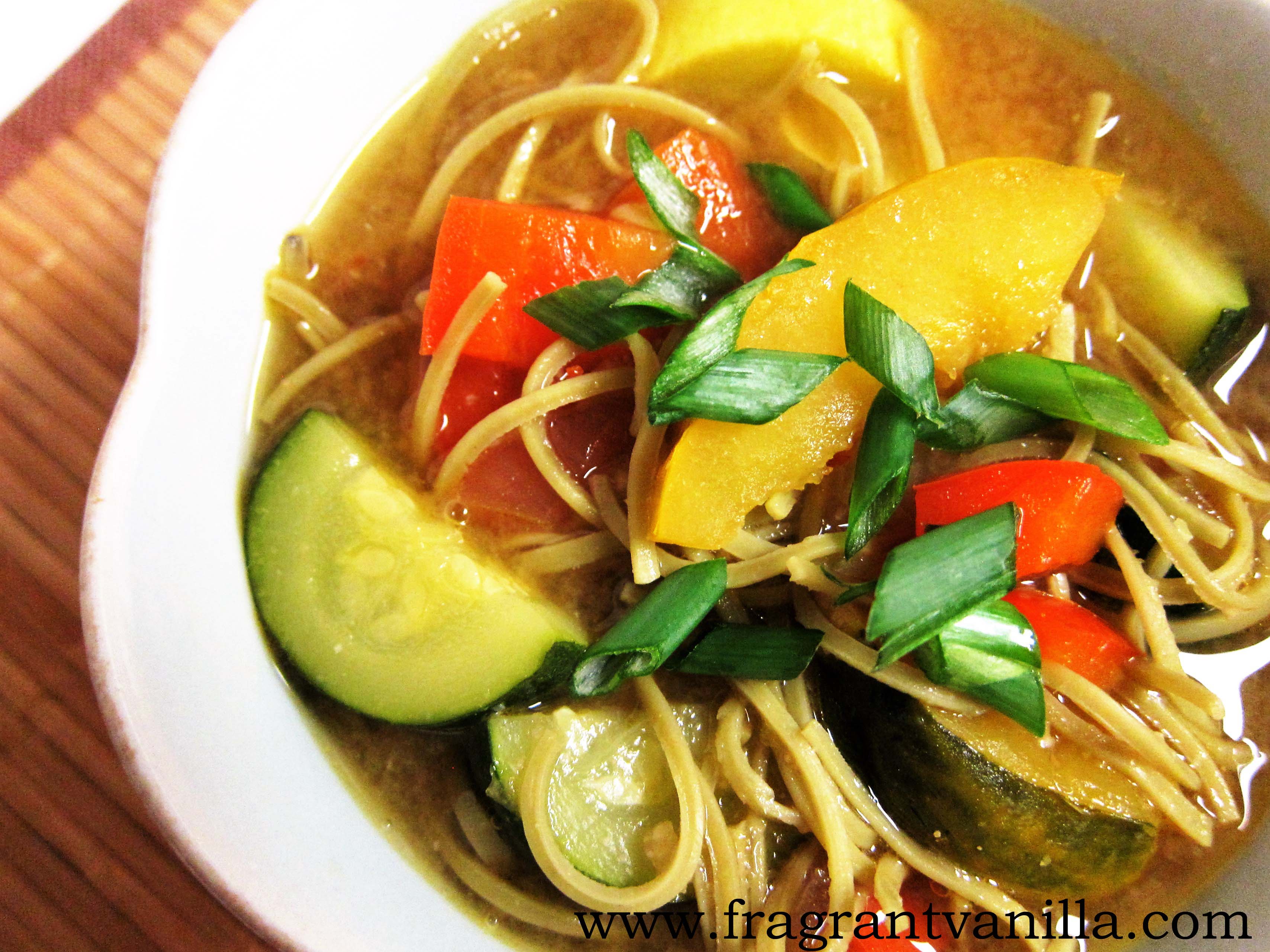 Veggie Edamame Noodle Bowl Fragrant Vanilla Cake