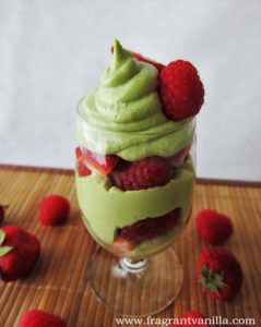 Coconut Matcha Mint Mousse with Berries