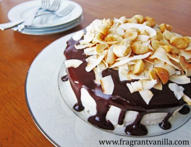 Vegan Dark Chocolate Coconut Macadamia Cake