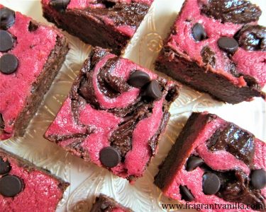 Vegan Pink Velvet Cheesecake Swirl Brownies