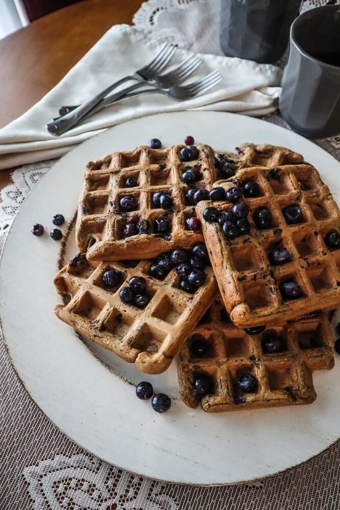 Vegan Blueberry Vanilla Waffles