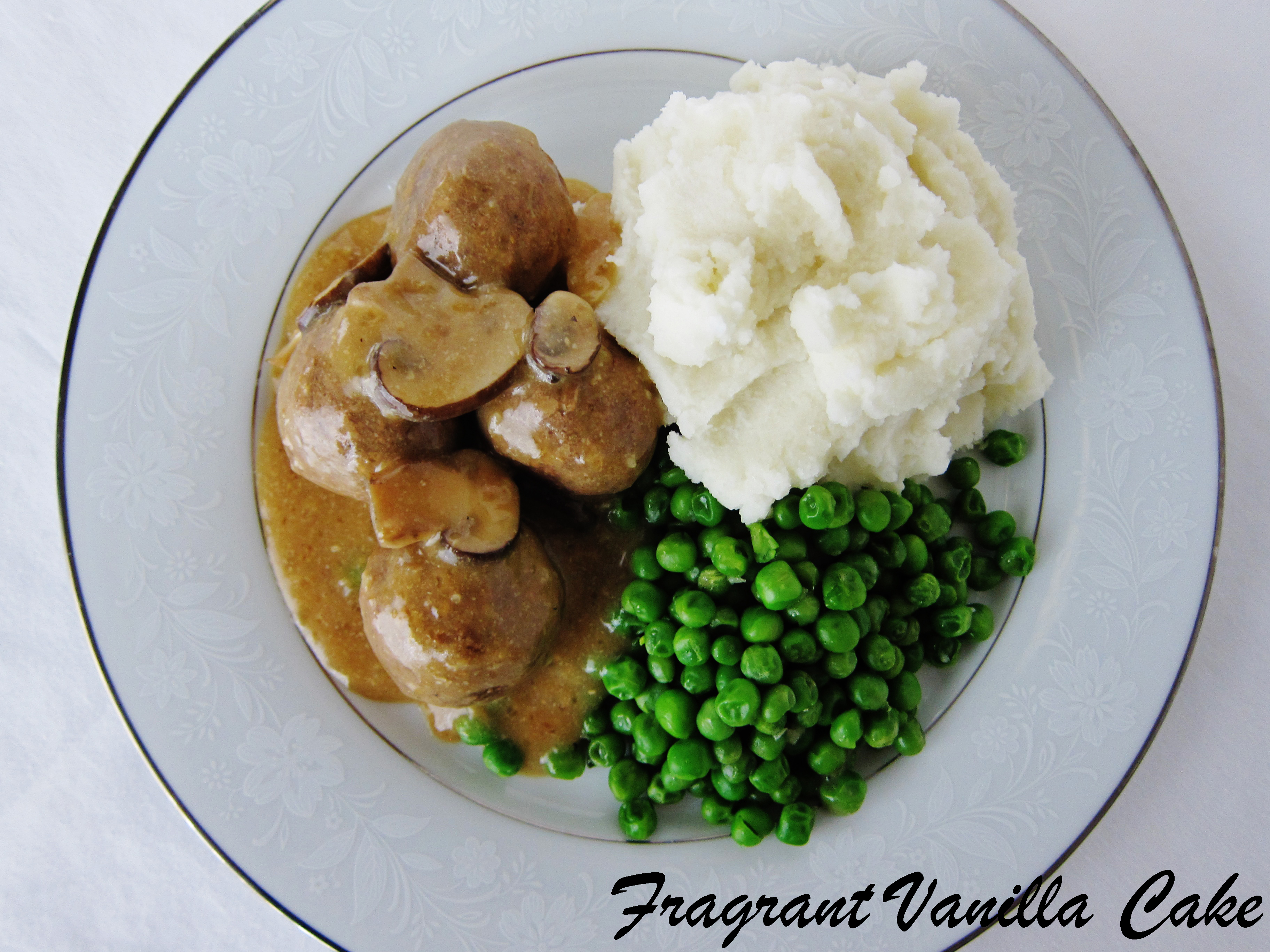 Vegan Mushroom Walnut “Meatballs” with Gravy and Mashed Potatoes