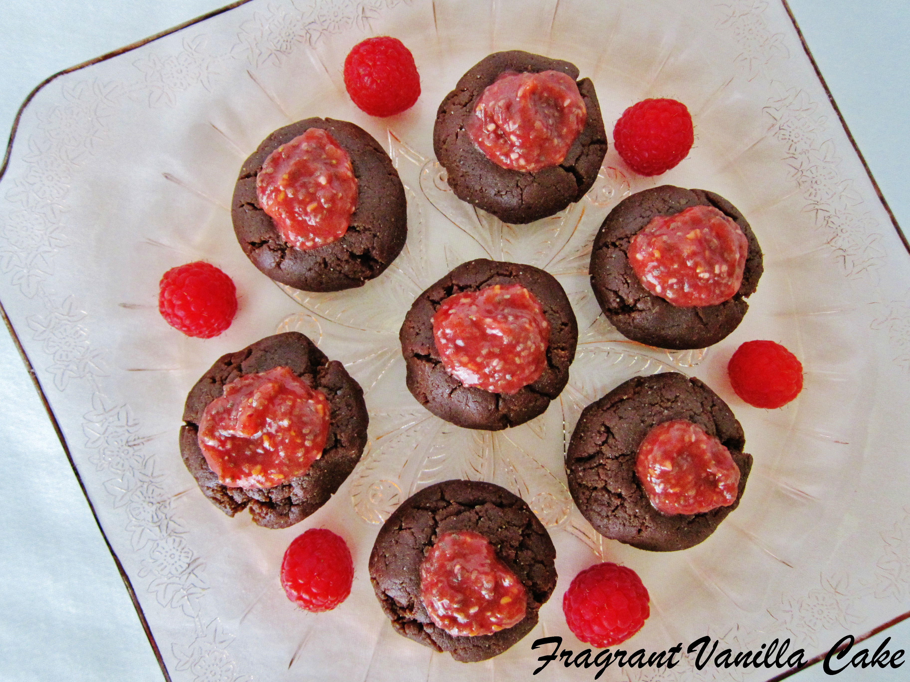 Raw Chocolate Raspberry Thumb Print Cookies