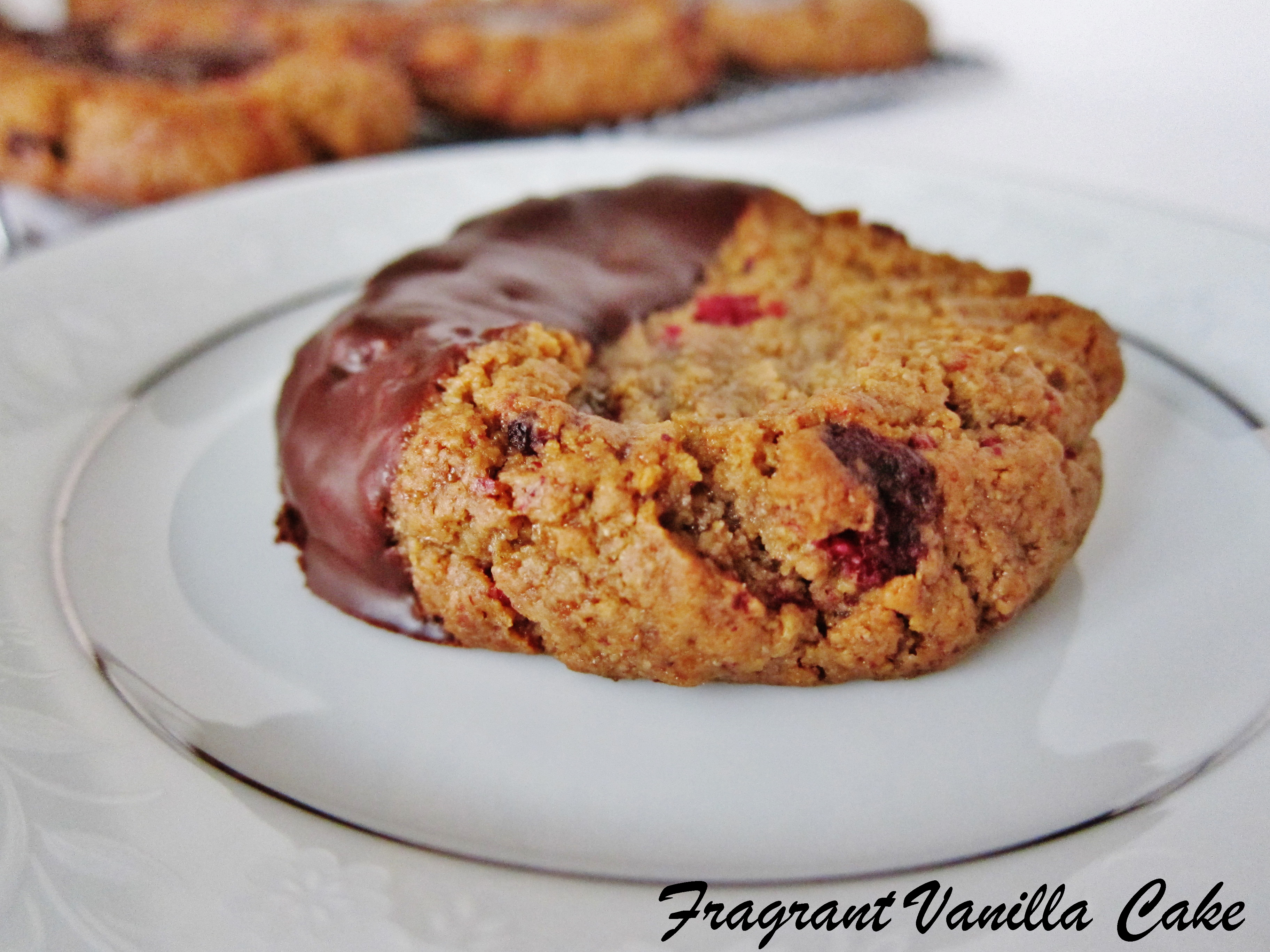 Vegan Chocolate Dipped Hazelnut Butter Cookies with Raspberries and a Giveaway!