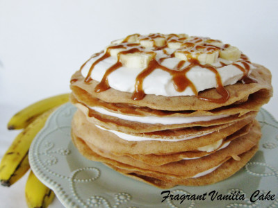 Vegan Banana Caramel Crepe Cake 1