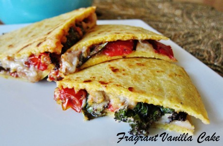 Vegan Roasted Tomato Kale Quesadillas