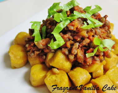 Lentil Ragout over Pumpkin Gnocchi 1