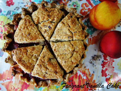 Nectarine Strawberry Lavender Cobble Pie