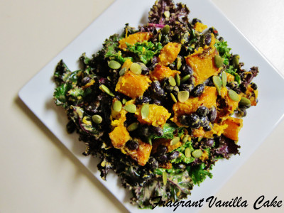 Roasted Pumpkin and Black Bean Salad with Groundnut Dressing 1