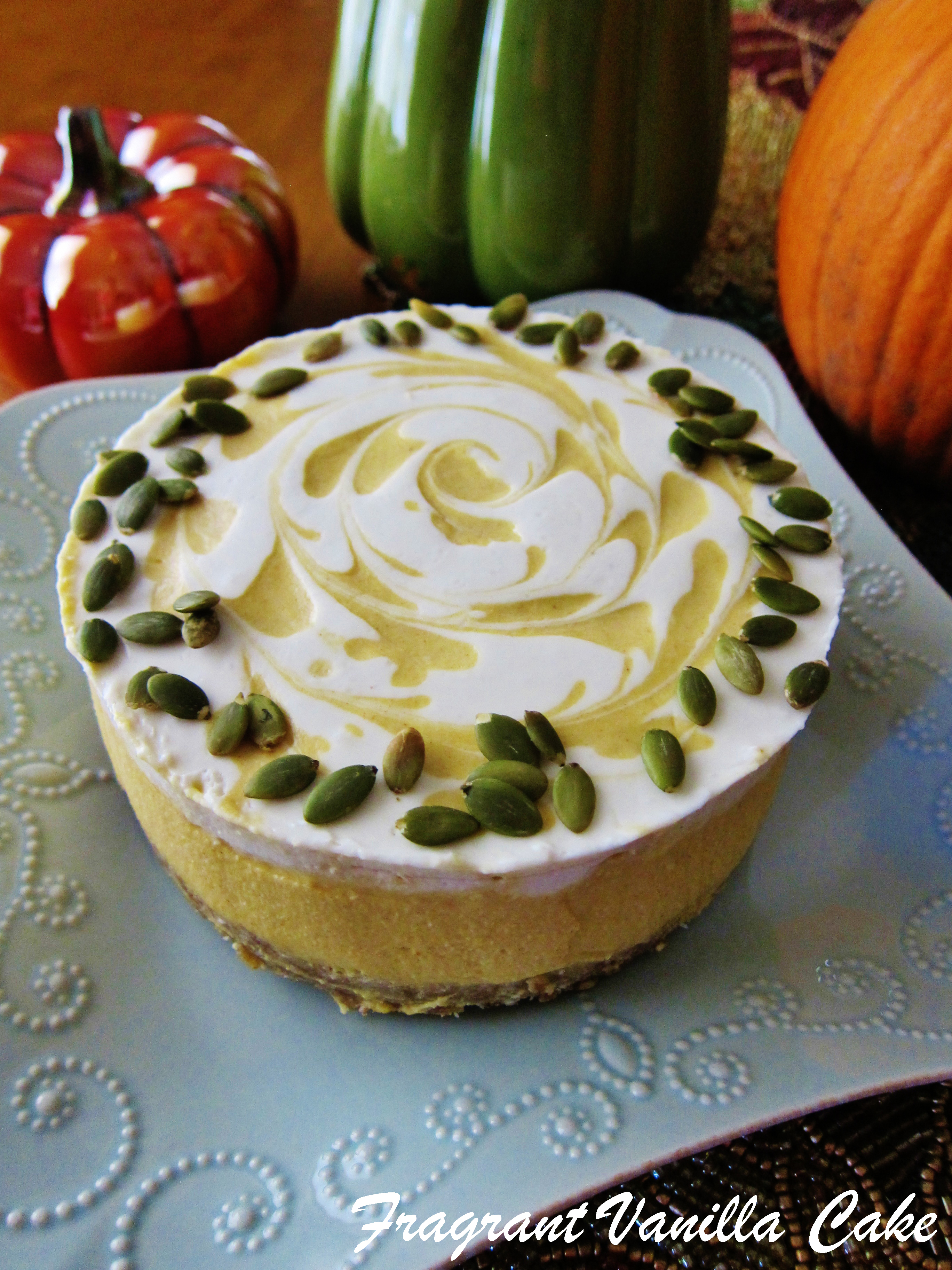 Raw Pumpkin Spice White Chocolate Cheesecake