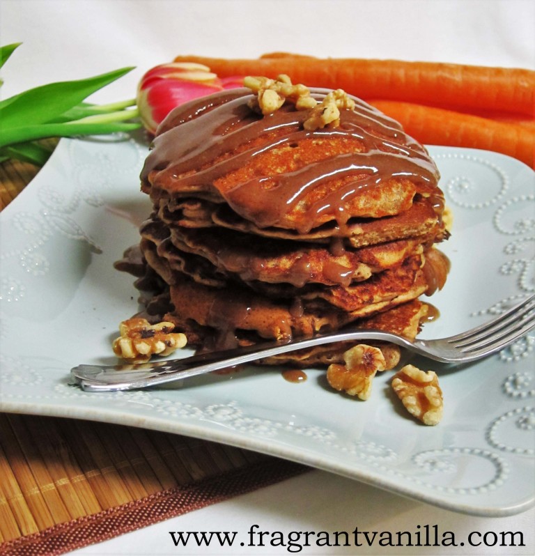 Vegan Carrot Cake Pancakes with Caramel Drizzle Fragrant Vanilla Cake