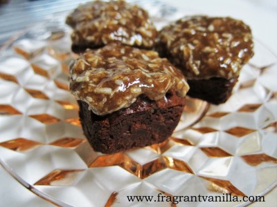 German Chocolate Brownie Bites