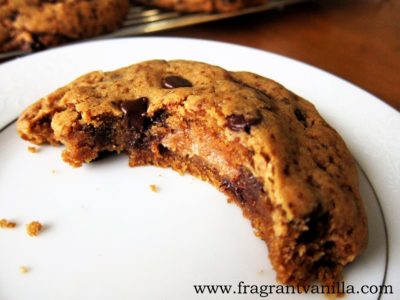 Vegan Caramel Stuffed Chocolate Chip Cookies