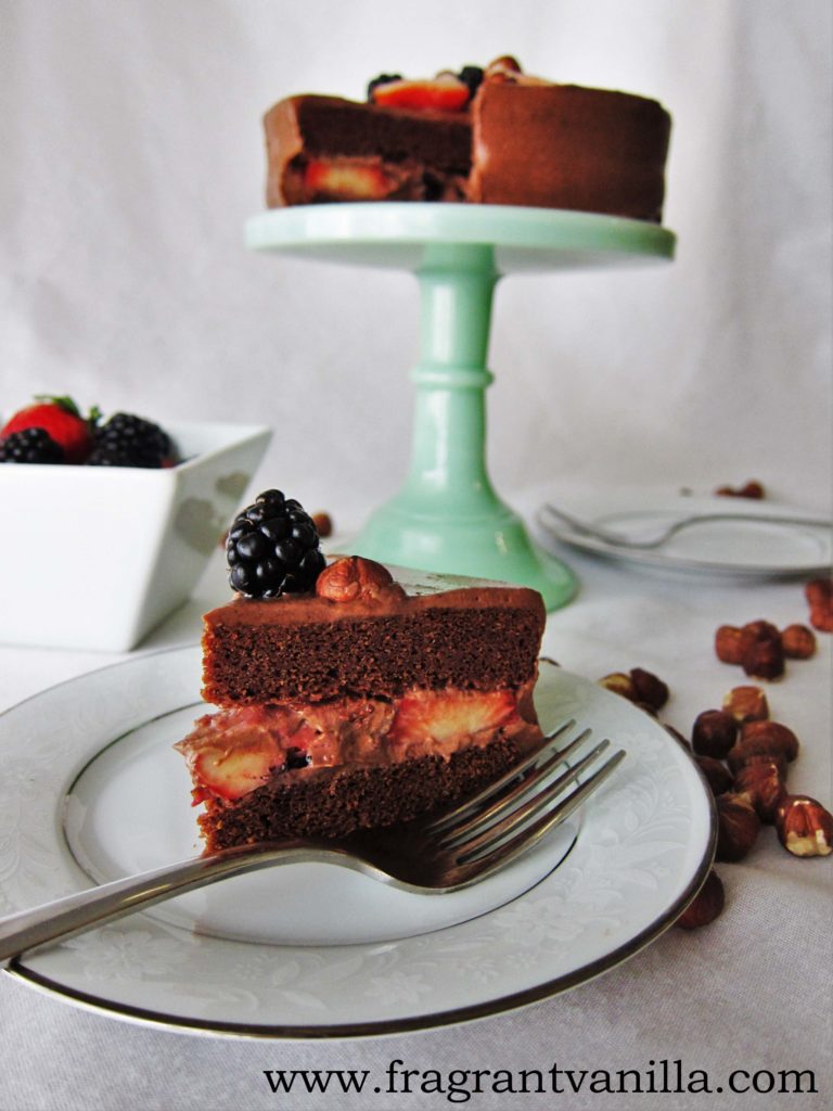 Vegan Chocolate Hazelnut Berry Cake Fragrant Vanilla Cake