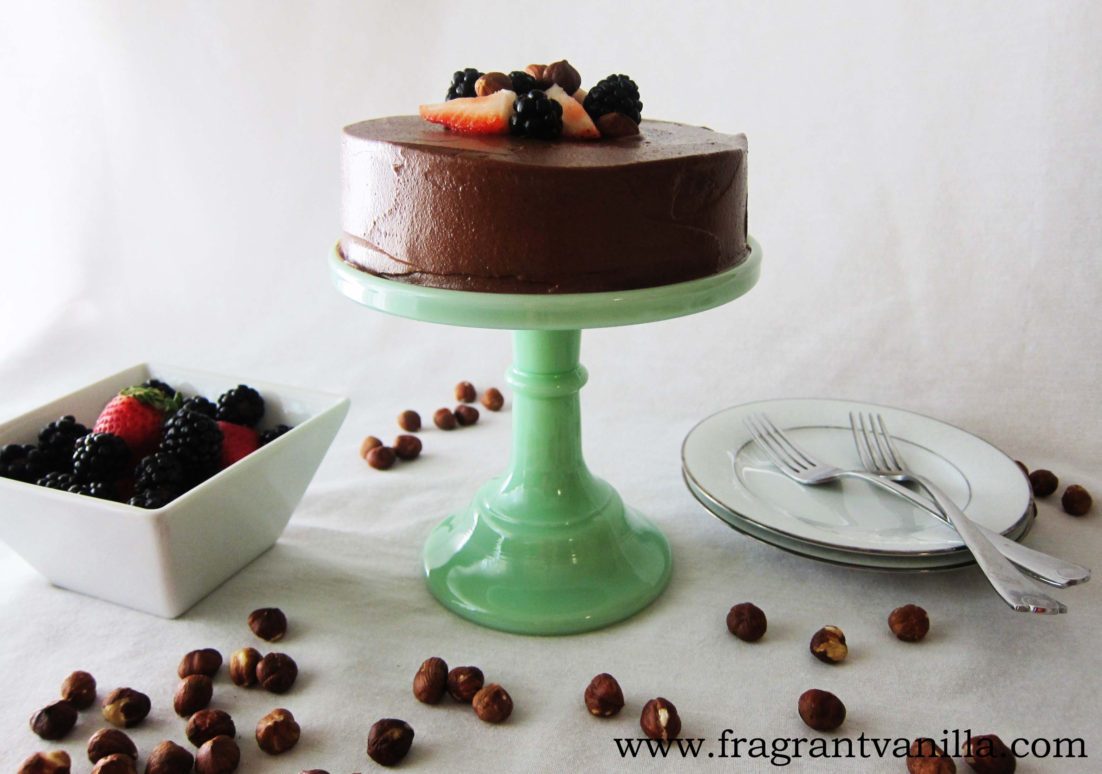 Vegan Chocolate Hazelnut Berry Cake