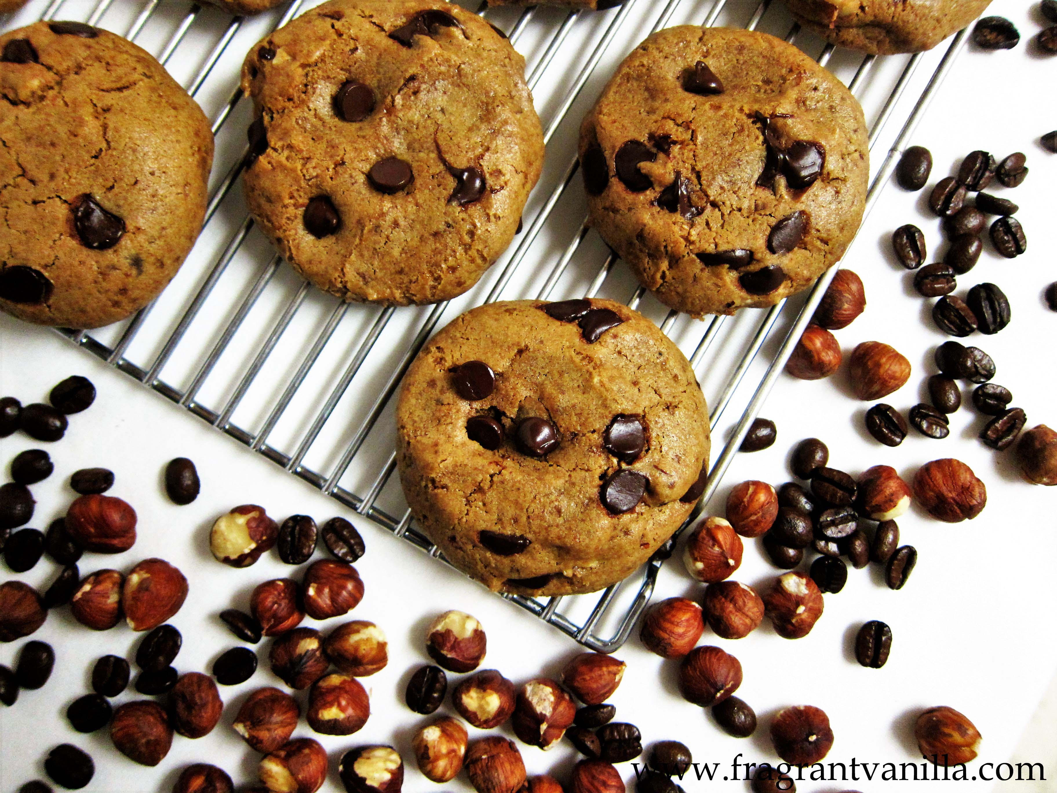 Hazelnut Cookies with Coffee and Chocolate