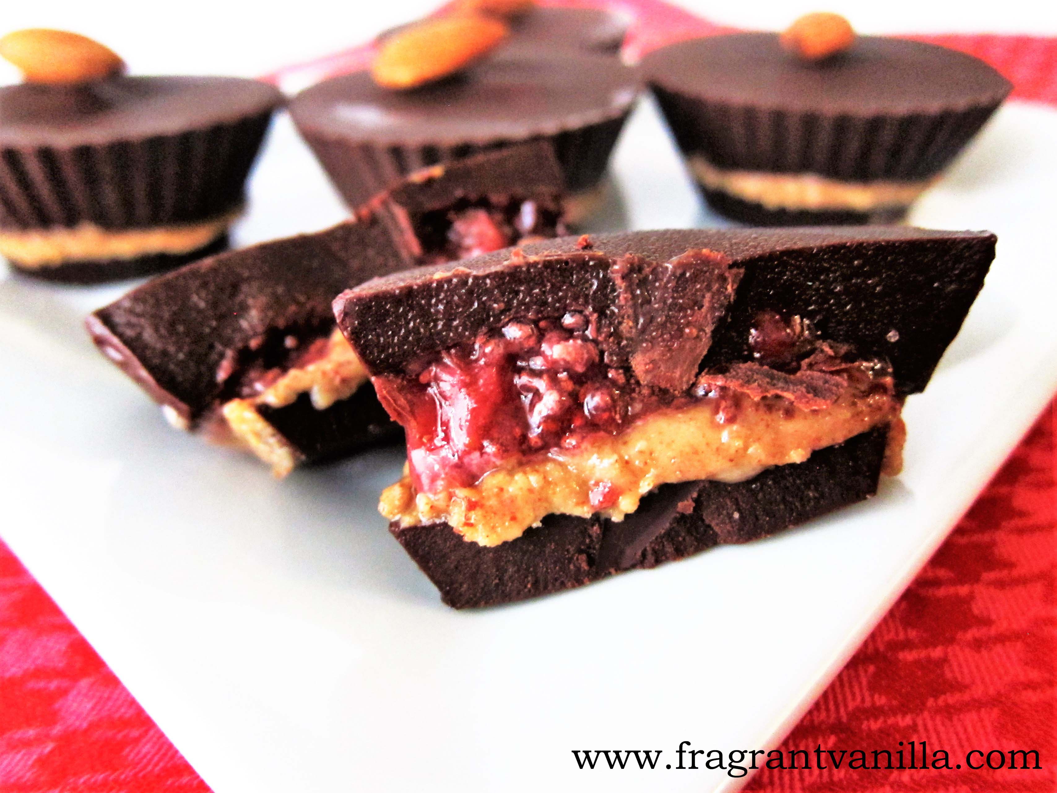 Raw Strawberry Jam and Almond Butter Cups