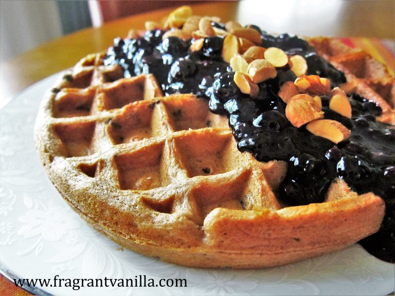 Vegan Double Blueberry Almond Waffles Fragrant Vanilla Cake
