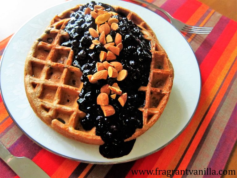 Vegan Double Blueberry Almond Waffles Fragrant Vanilla Cake