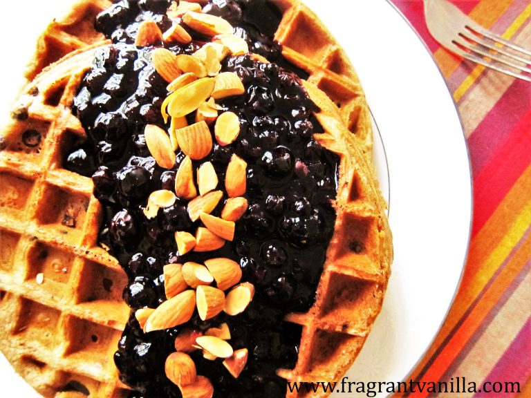 Vegan Double Blueberry Almond Waffles Fragrant Vanilla Cake