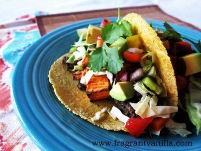 Lentil Yam and Mushroom Tacos