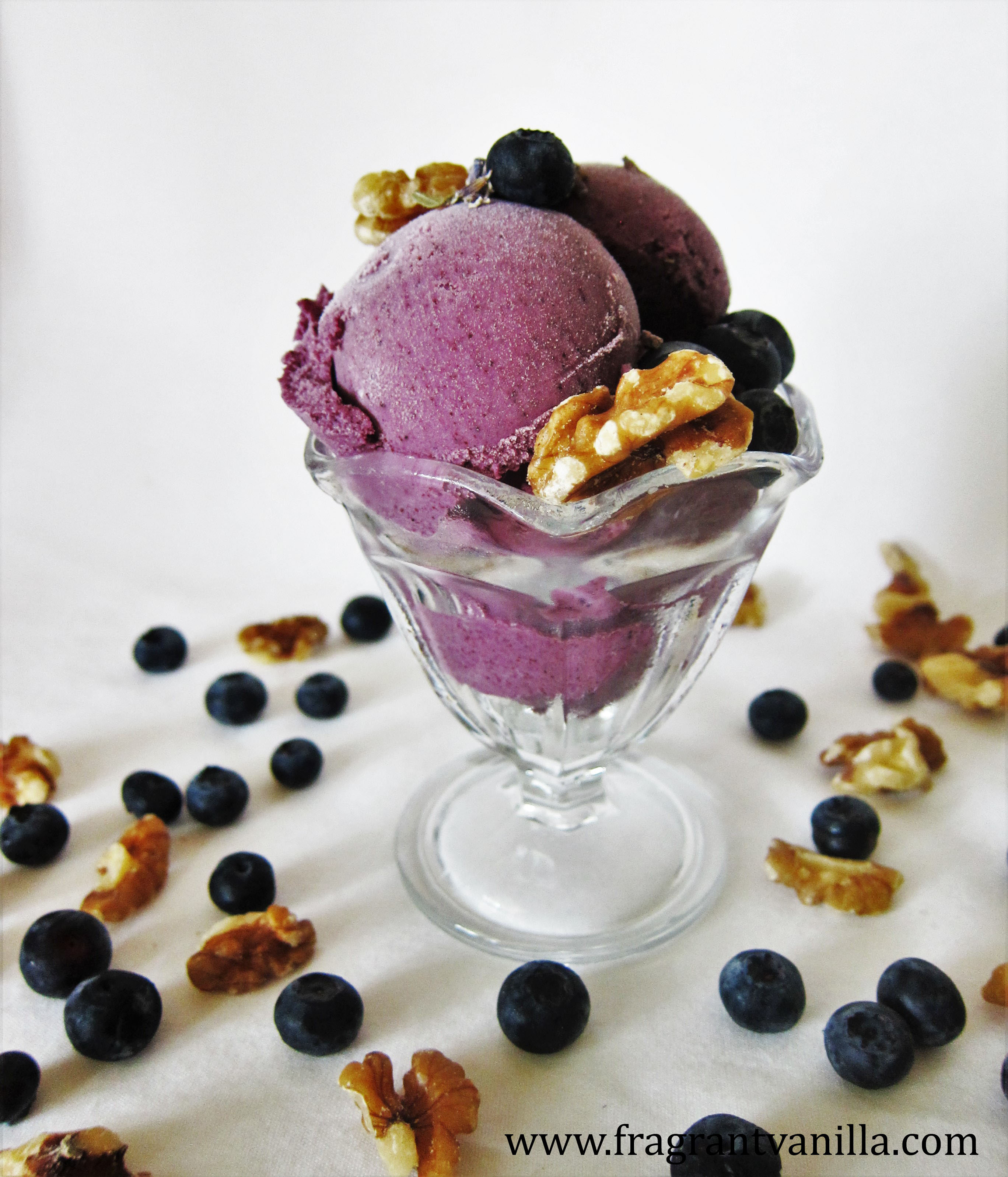 Vegan Blueberry Walnut Lavender Ice Cream