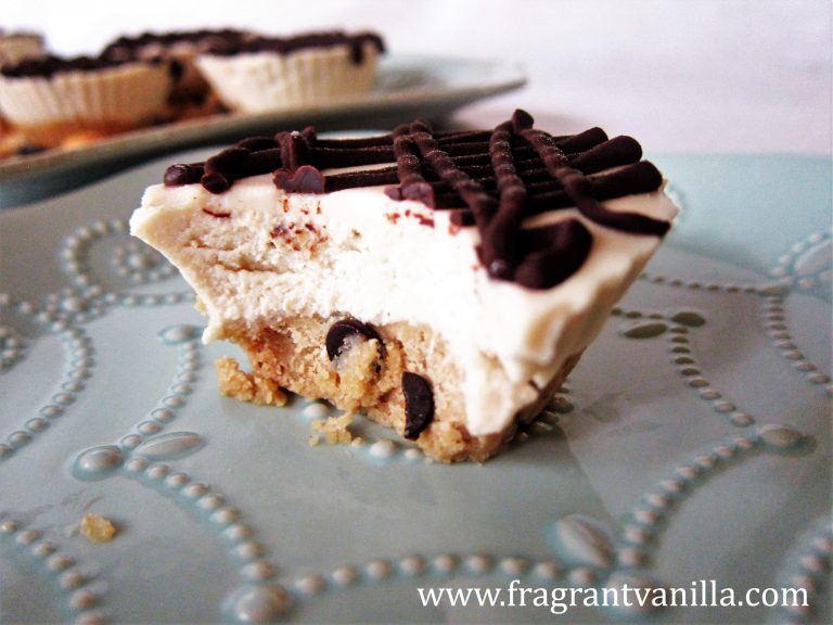 Vegan Mini Peanut Butter Chocolate Chip Cookie Dough Cheesecakes 