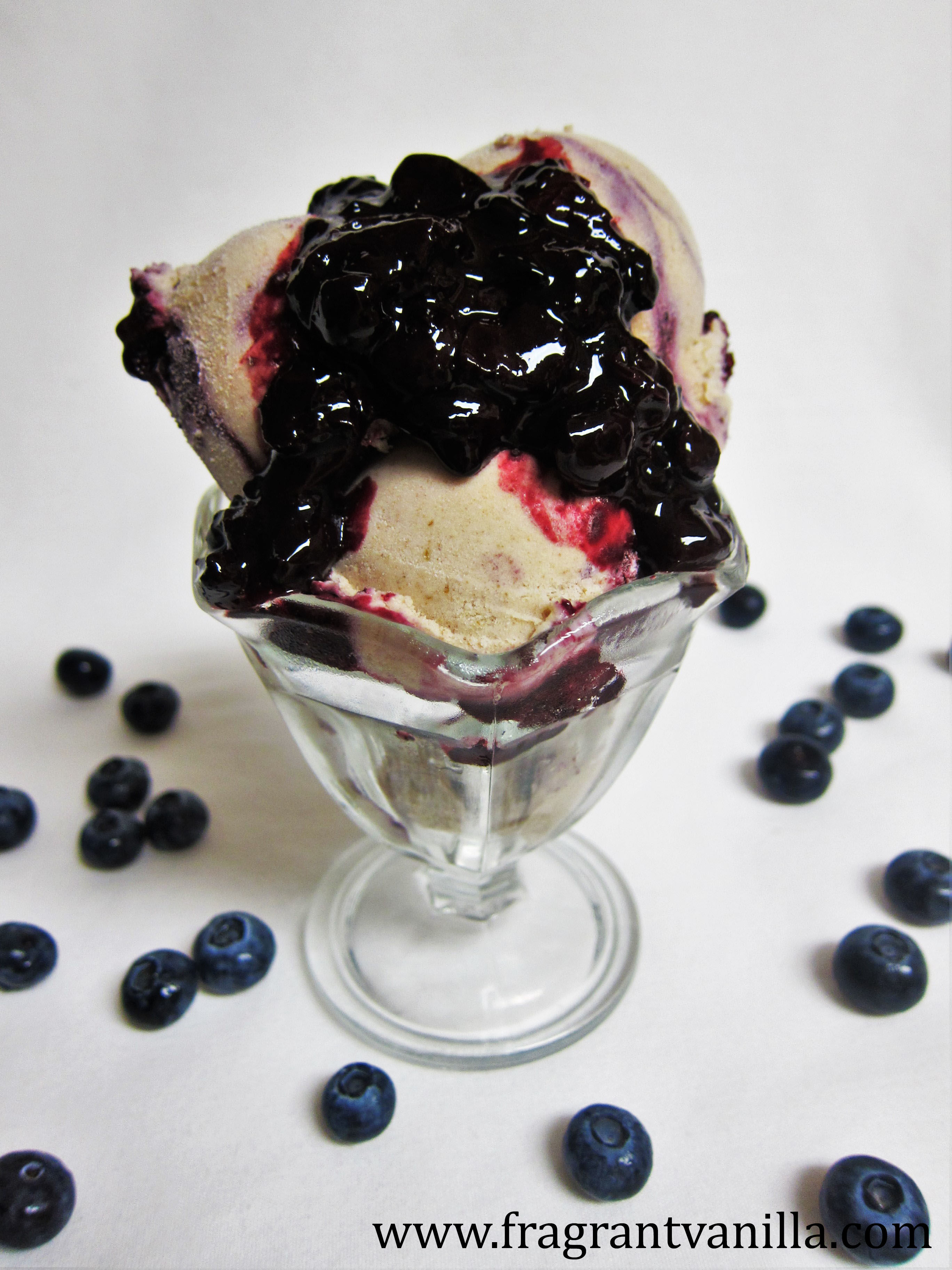 Vegan Vanilla Cheesecake Ice Cream with Blueberry Jam Swirl 