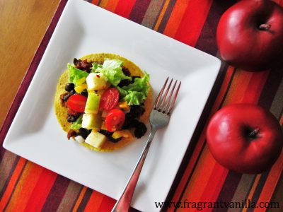 Black Bean Tostadas with Apple Salsa