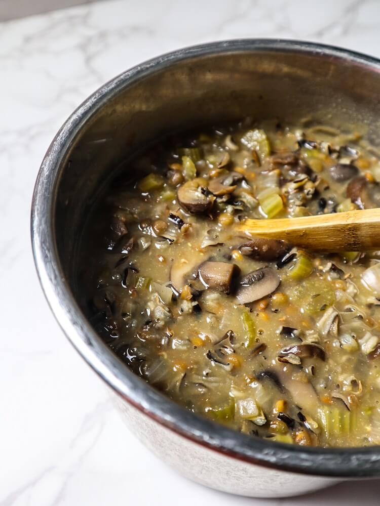 Creamy Vegan Mushroom Wild Rice Soup