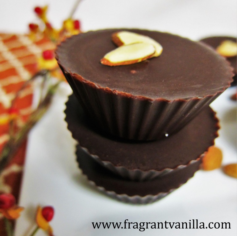 Sugar Free Dark Chocolate Almond Butter Cups Fragrant Vanilla Cake