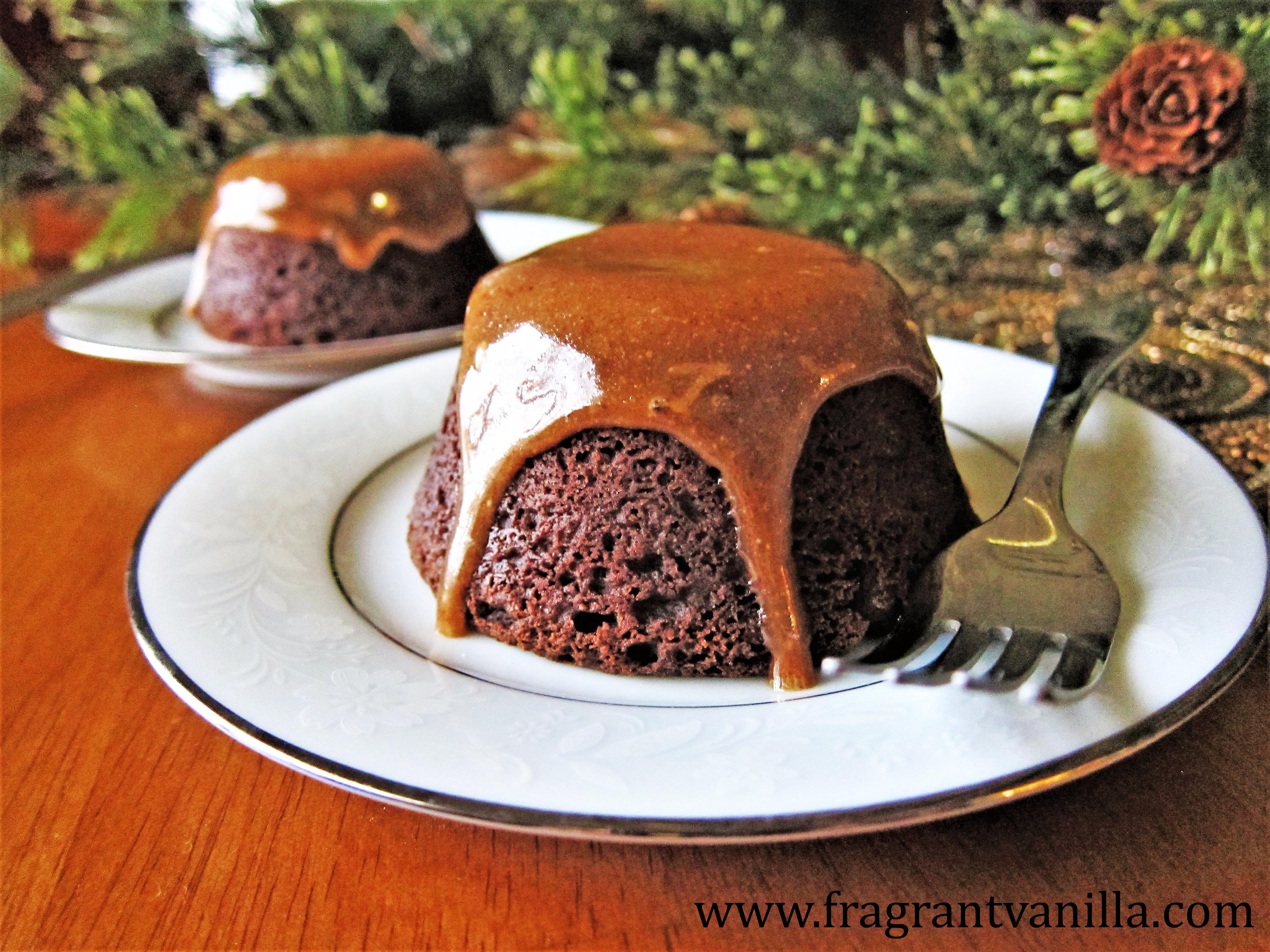 Vegan Chocolate Gingerbread Caramel Lava Cakes