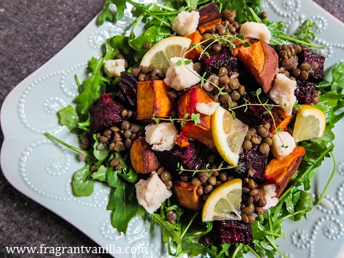 Roasted Sweets and Beets Lentil Salad