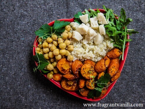 Roasted Carrot and Chickpea Quinoa Bowl