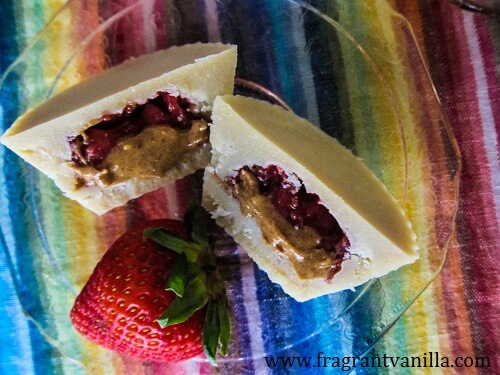 Vegan White Chocolate Strawberry Almond Butter Cups