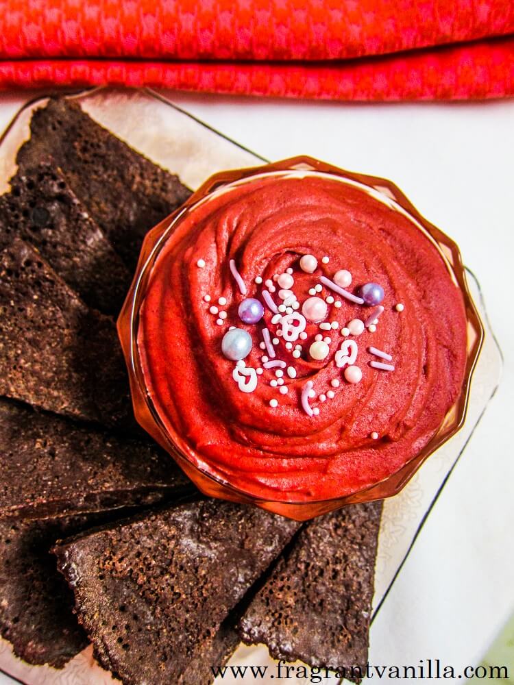 Red Velvet Cake Batter Dessert Hummus