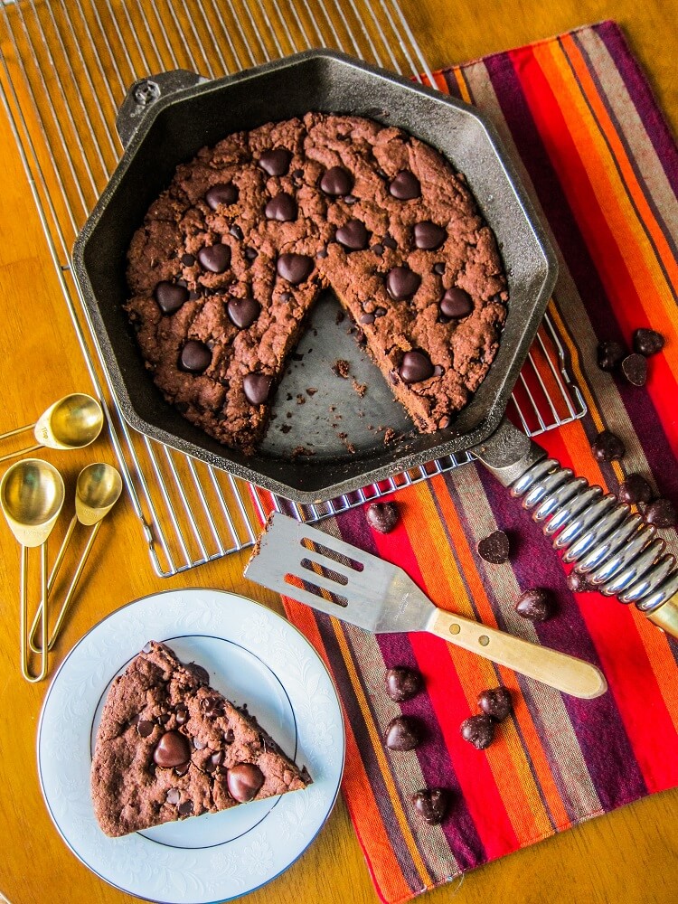 Giant Vegan Double Chocolate Skillet Cookie