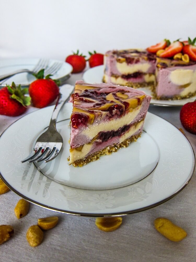 Vegan Peanut Butter and Jelly Cheesecake