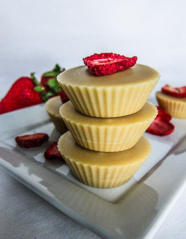 Vegan White Chocolate Peanut Butter and Jelly Cups