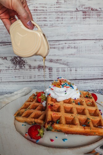 Vegan Birthday Cake Waffles | Fragrant Vanilla Cake