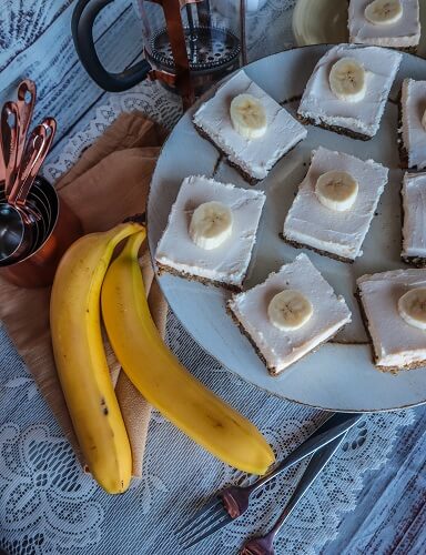 Vegan Banana Bars with Cream Cheese Frosting