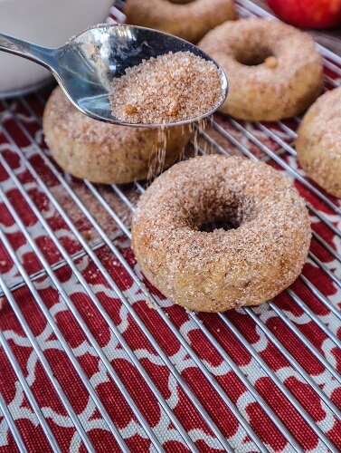 Vegan Cinnamon Sugar Apple Doughnuts