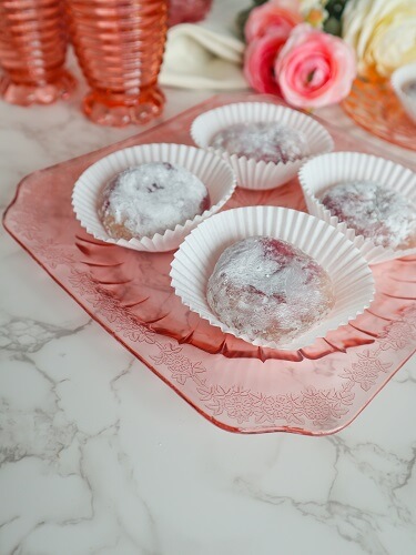 Vegan Raspberry Rose Mochi