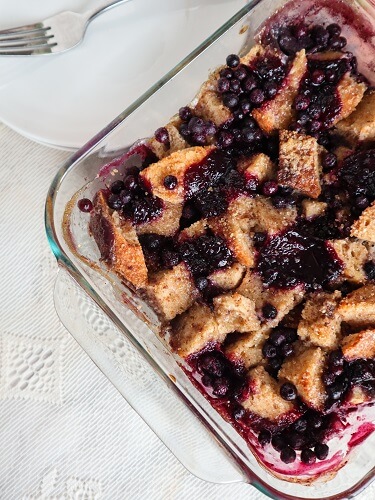 Vegan Blueberry Maple French Toast Casserole