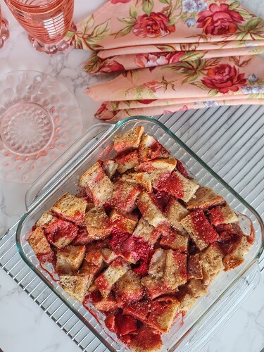 Vegan Strawberry Shortcake French Toast Casserole