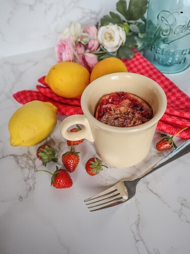 Vegan Strawberry Lemon Mug Cake