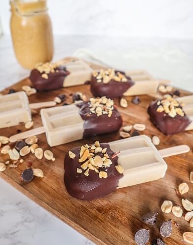 Vegan Chocolate Dipped Maple Peanut Butter Ice Cream Pops