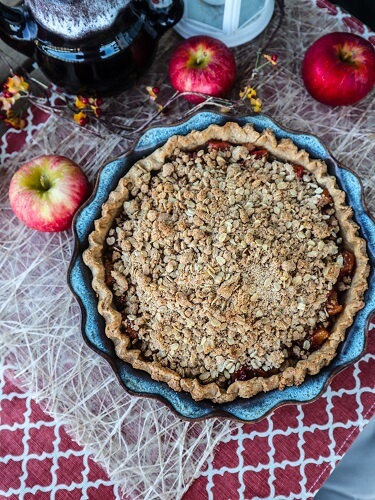 Vegan Maple Apple Streusel Pie