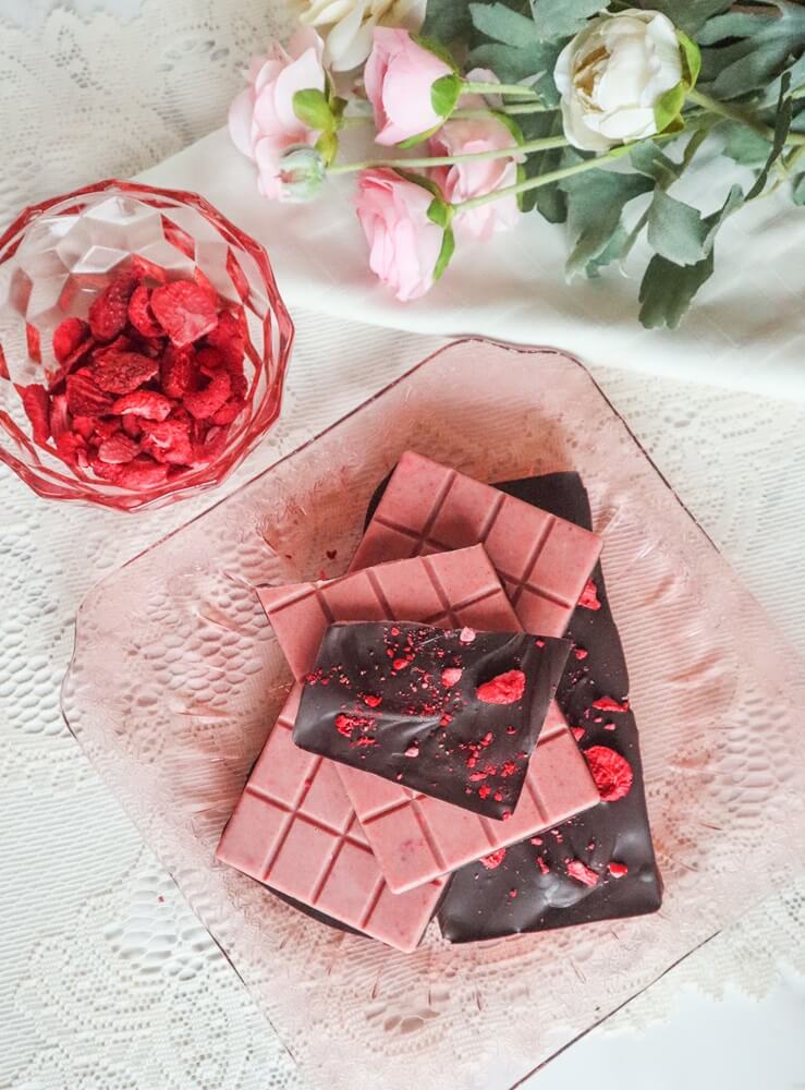 Vegan Strawberry Dark Chocolate Bars