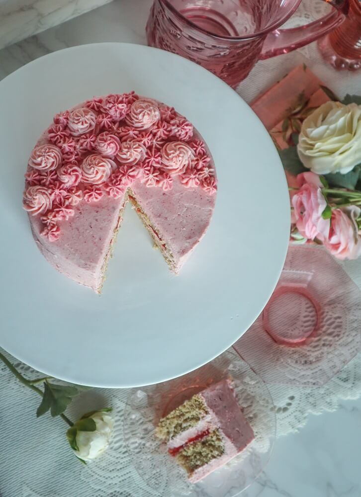 Vegan Strawberry Rosewater Cake